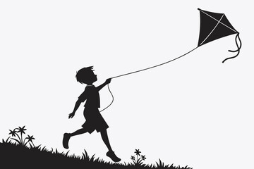 children flying kites illustration