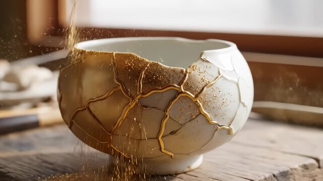 Filling Cracked Bowl With Gold Dust: Kintsugi Repair Process