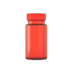 Supplement Vitamin pill black bottle 3d rendering on transparent background