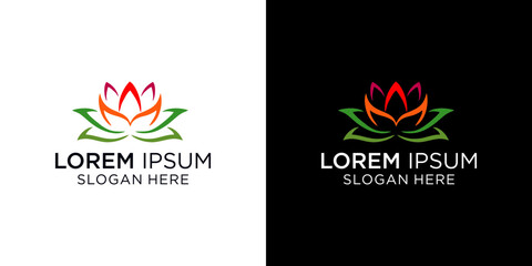 Elegant colorful lotus flower logo concept perfect for wellness spa or yoga studio branding design