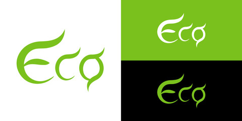 Stunning stylized green 'Eco' wordmark design offering versatile branding options for sustainability and nature focused businesses