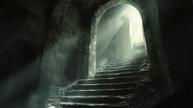 The basement was dimly lit, filled with old boxes and unused furniture, giving it a mysterious feel.