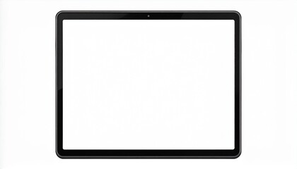 Modern black tablet with blank white screen on isolated background, perfect for mockups and digital product display.