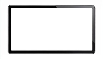 Modern black tablet computer with blank white screen isolated on white background, perfect for mockups and digital presentations