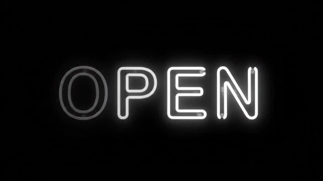 open neon sign on black background