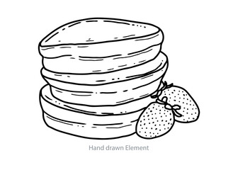 Pancakes Delight with Strawberries: A stack of fluffy pancakes, served with ripe strawberries, a simple joy for your appetite. 