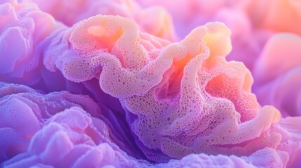 Abstract Organic Texture with Vibrant Purple Pink Cells and Orange Gradient Light