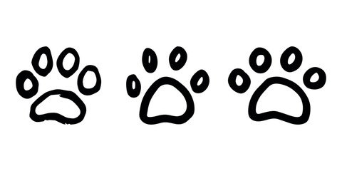 Set of hand drawn cute cat's paw Cat, dog, animal footprint in doodle style Single element for print, web, design, decor, greeting cards, children's prints