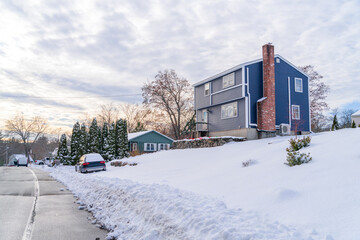 suburban street after snow storm