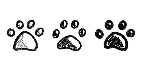 Set of hand drawn cute cat's paw Cat, dog, animal footprint in doodle style Single element for print, web, design, decor, greeting cards, children's prints © Daria Shane