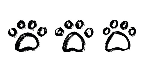 Set of hand drawn cute cat's paw Cat, dog, animal footprint in doodle style Single element for print, web, design, decor, greeting cards, children's prints © Daria Shane