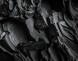 Black and white macro shot of textured volcanic rock formations