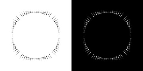 Fototapeta premium Dynamic abstract spiral sound wave rhythm lines. Circular spiral sound wave rhythm of lines. Circular futuristic abstract lines, black and white background.