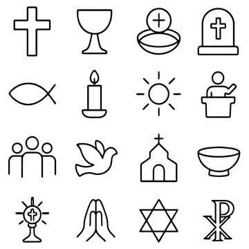 Sacred Symbols: An artistic array of emblematic icons, each representing core tenets and virtues, woven together to narrate a rich tapestry of faith, hope, and spiritual heritage.