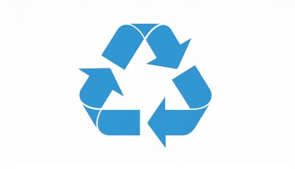 A blue recycling symbol with arrows rotating in a circular motion