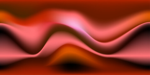 Abstract red gradient mesh background. Fluid color gradation backdrop. Wavy and soft dynamic flow graphic element.