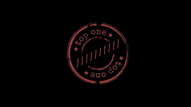 Vintage distressed red rubber stamp graphic overlay featuring the words top one on black background