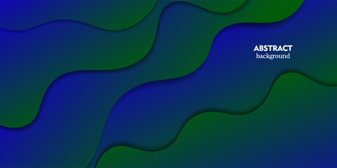 Abstract background with dark green and blue fluid gradient waves. Simple wave and shadow color pattern design. Vector Eps10