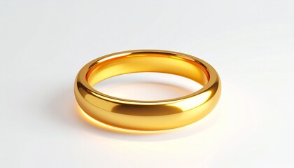 Shiny Golden Wedding Ring on White Background, Symbol of Love, Marriage, and Commitment