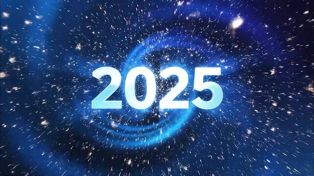 Dynamic futuristic countdown flashes forward to the exciting year 2025 with digital energy streaks
