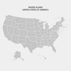 UNITED STATES OF AMERICA MAP - RHODE ISLAND