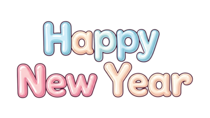 Artistic Happy New Year Calligraphy - Black Ink Brush Style