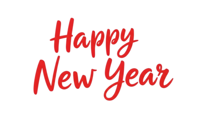 Classic Black Happy New Year Script - Elegant Hand Drawn Text