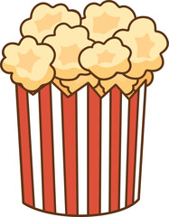 Clip art of a white and red popcorn bucket on a transparent background.