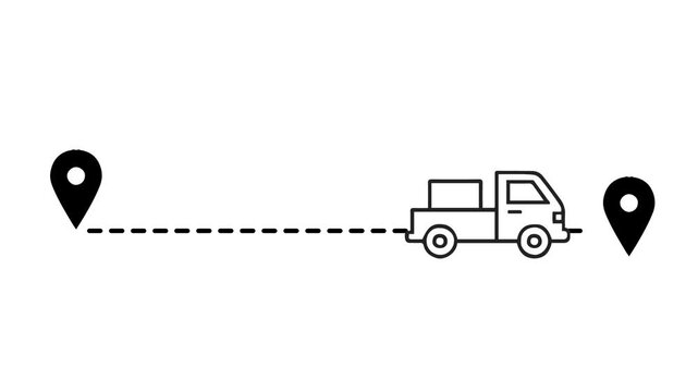 Line Motion Path Location Icon Pickup Truck