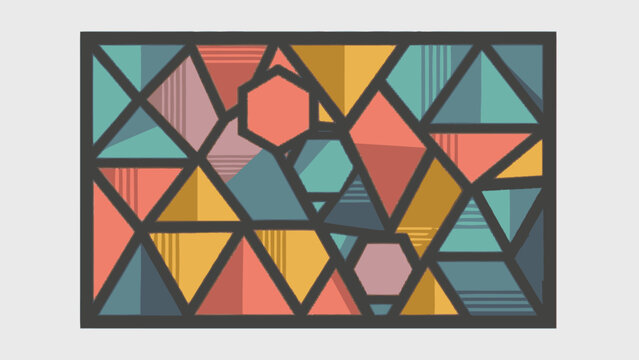 Geometric Abstract Pattern with Hexagons and Triangles.
