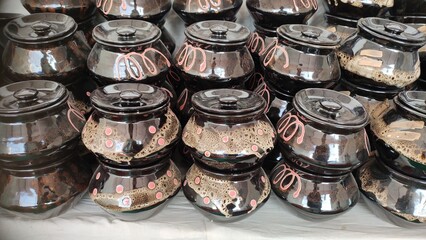 Handcrafted tea pots in the shop