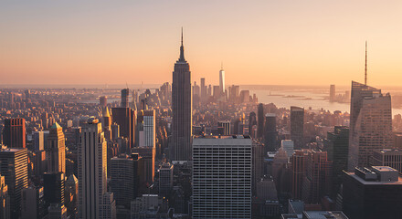 Naklejka premium Manhattan Skyline at Golden Hour