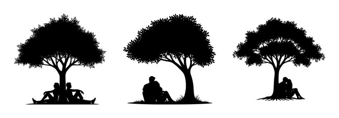 Silhouetted Trees: Tranquility and Reflection