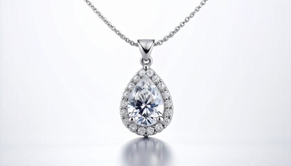 A teardrop glows in stillness—clarity shaped in halo, metal, and quiet grace.