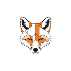 Obraz premium Geometric fox head with orange, white and black colors on a white background