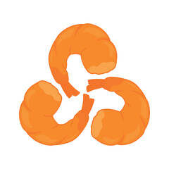 Cooked Shrimp Prawn Closeup Vector Illustration