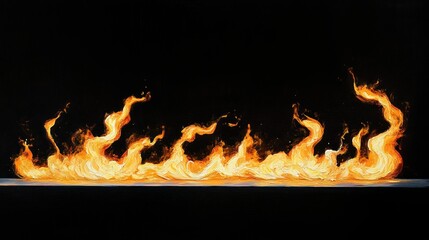 Bright yellow-orange flames flickering dynamically against a black background, creating a vivid and intense display of fire energy and movement