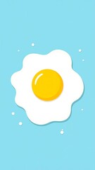 Fried egg with a sunny yellow yolk on a light blue background