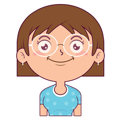 Obraz premium girl short bob hair smile face cartoon cute