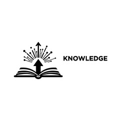Knowledge growth and learning concept: an open book with an upward arrow and radiating lines symbolizing information expansion. isolated on transparent background