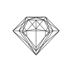 Geometric diamond outline with sharp facets and clean lines, isolated on white for design. isolated on transparent background