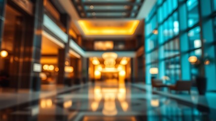 exclusivity. Luxurious hotel lobby with soft gradient lighting and abstract blur effects. real-estate listings.