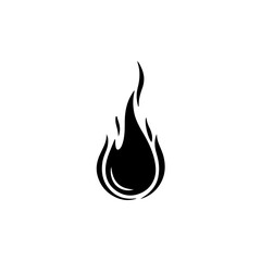 A black and white minimalist icon representing a stylized flame