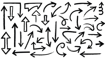 Obraz premium Hand-drawn black grunge arrows pointing in multiple directions