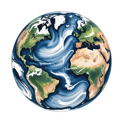 Stunning artistic rendering of Earth showing swirling blue oceans and vibrant continents against black
