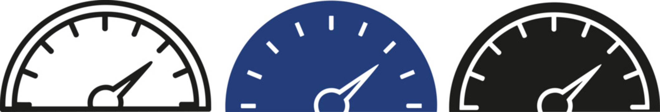 Collection of blank speedometer speed meter icon mph with needle and half circle marks vector design elements art