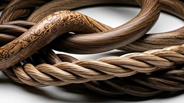 Intricate wooden rope design with detailed patterns and textures.
