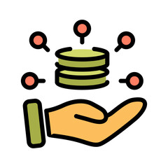 Data analytics filled line color icon. Data management symbol.
