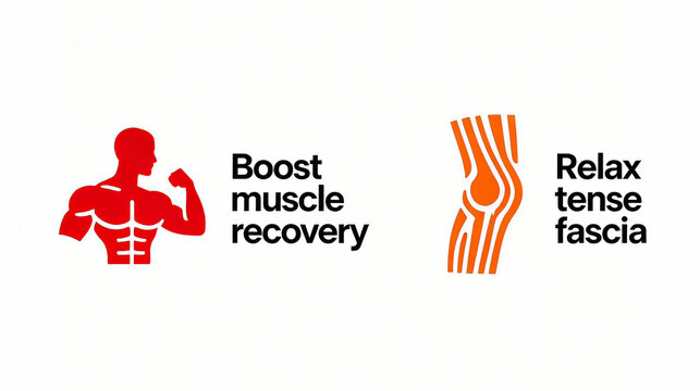 Promoting muscle recovery, relaxing fascia tension, representing the protective function of accelerating muscle repair and relaxing fascia, suitable for sports protective equipment materials.
