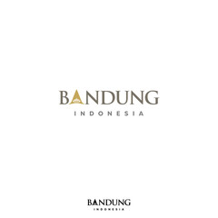 Bandung Wordmark Logo - Gedung Sate as icon of Bandung city at letter A.